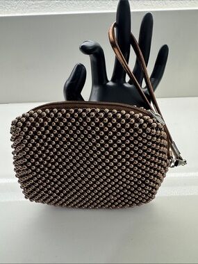 Source Unknown Metallic Bronze Beaded Wristlet wallet.